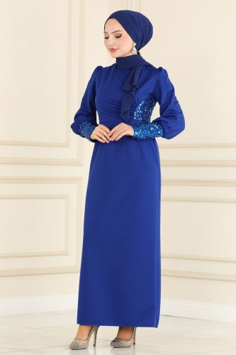 moda selvim Dress ASM2631 Saxon Blue - Thumbnail