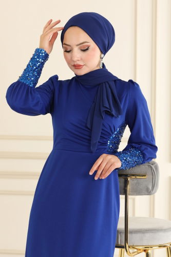 moda selvim Dress ASM2631 Saxon Blue - Thumbnail