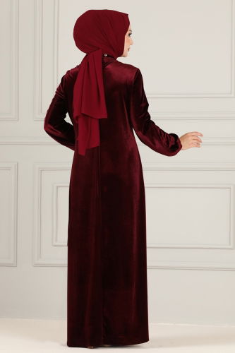 moda selvim Dress ASM2635 Claret Red - Thumbnail