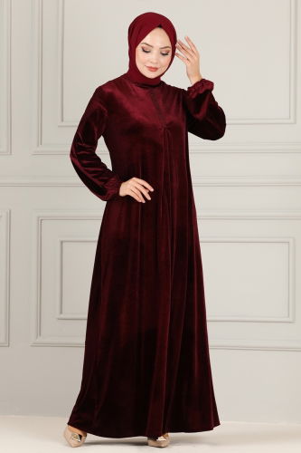 moda selvim Dress ASM2635 Claret Red - Thumbnail