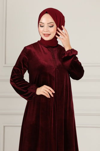 moda selvim Dress ASM2635 Claret Red - Thumbnail