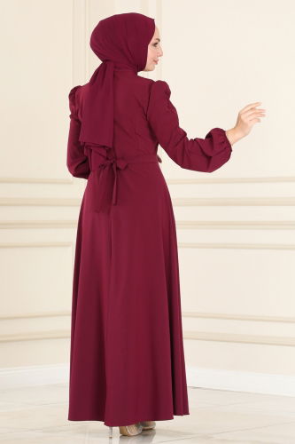 moda selvim DRESS ASM2646 Burgundy - Thumbnail