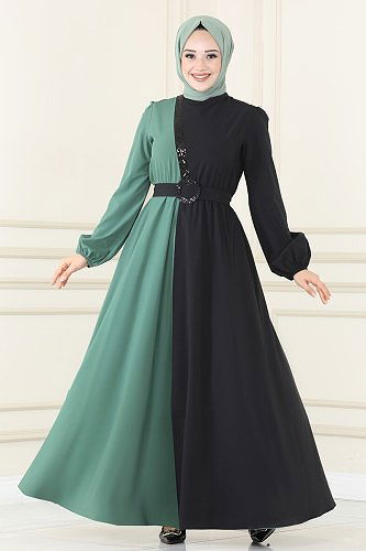 moda selvim ASM2674 كاجلا اند بلاك فستان - Thumbnail