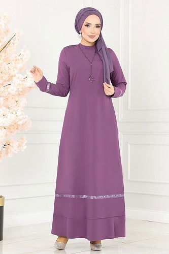 moda selvim Dress ASM2682 Lilac - Thumbnail