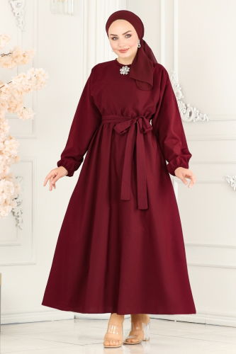 moda selvim Dress ASM2683 Claret Red - Thumbnail