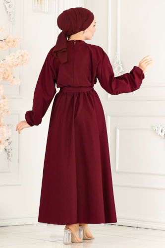 moda selvim Dress ASM2683 Claret Red - Thumbnail