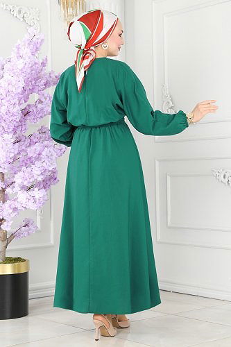 moda selvim Dress ASM2683 Emerald - Thumbnail