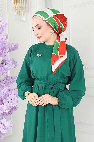 moda selvim ASM2683 الزيتي فستان - Thumbnail