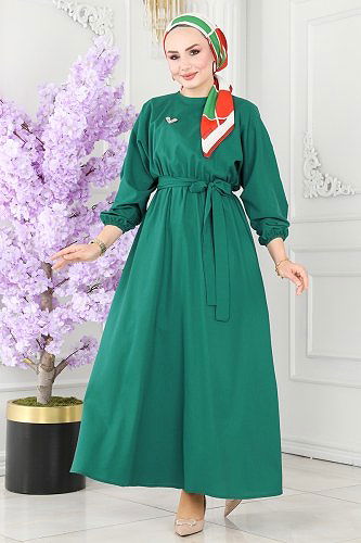 moda selvim ASM2683 الزيتي فستان - Thumbnail