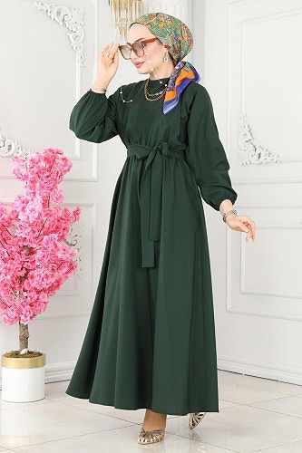 moda selvim Dress ASM2683 Nefti Green - Thumbnail