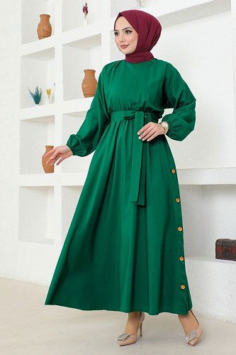 moda selvim Dress ASM2684 Emerald - Thumbnail
