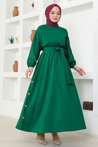 moda selvim Dress ASM2684 Emerald - Thumbnail