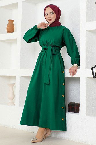 moda selvim Dress ASM2684 Emerald - Thumbnail