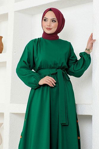 moda selvim Dress ASM2684 Emerald - Thumbnail