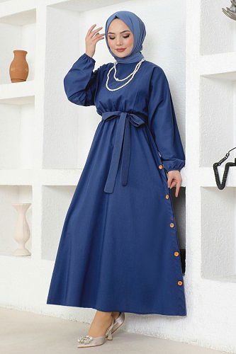 moda selvim الفستان ازرق ASM2684 - Thumbnail