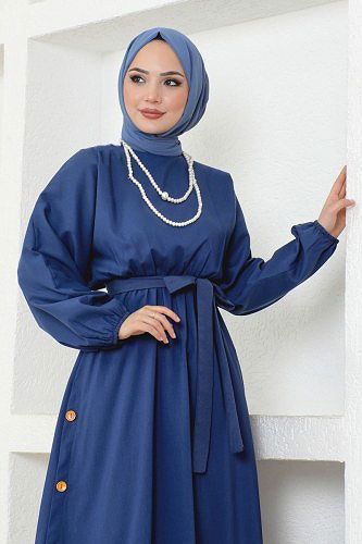 moda selvim الفستان ازرق ASM2684 - Thumbnail