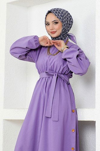 moda selvim الفستان ليلكي ASM2684 - Thumbnail