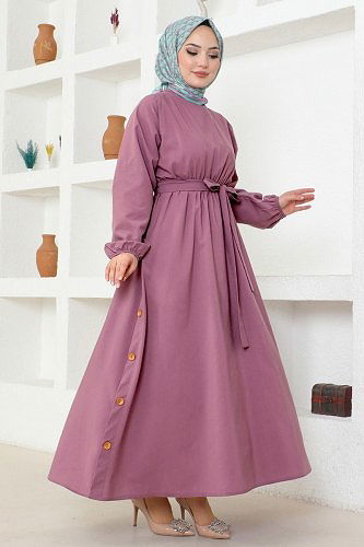 moda selvim الفستان وردي ASM2684 - Thumbnail