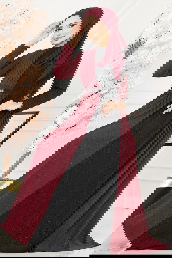 Modaselvim NET 20%+20% DISCOUNT IN THE CARD Dress ASM2685 Burgundy & Black