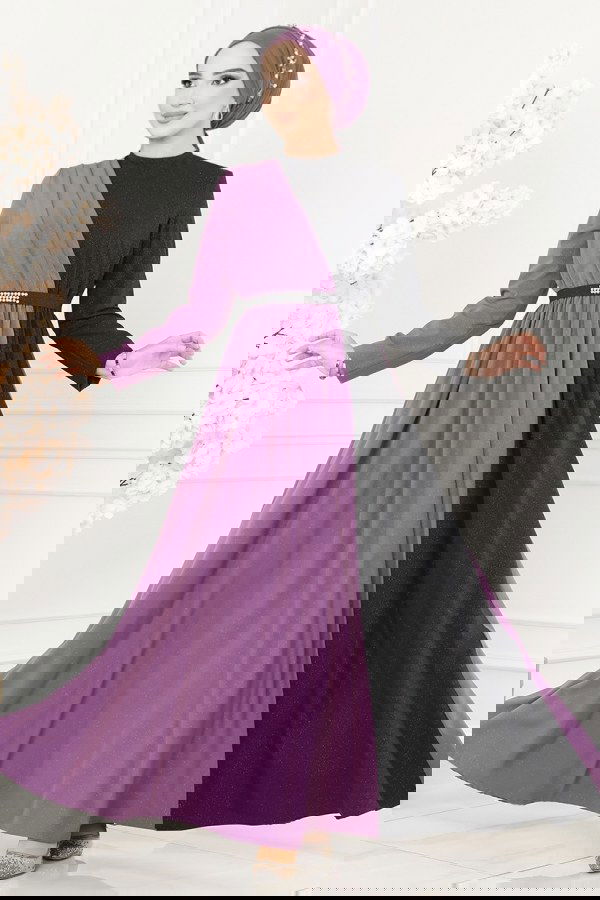 Modaselvim NET 20%+20% DISCOUNT IN THE CARD Dress ASM2685 Lilac & Black