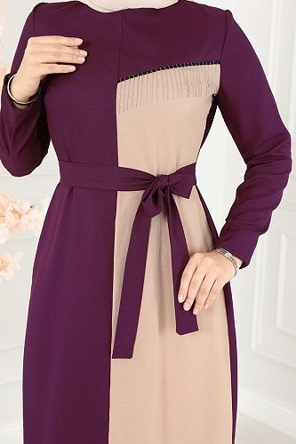 moda selvim Dress ASM2692 Damson - Thumbnail