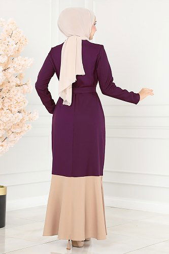 moda selvim Dress ASM2692 Damson - Thumbnail