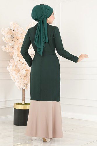 moda selvim الفستان زيتي ASM2692 - Thumbnail