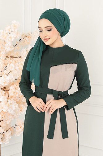 moda selvim الفستان زيتي ASM2692 - Thumbnail