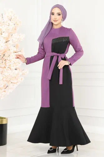 moda selvim Dress ASM2692 Lilac - Thumbnail