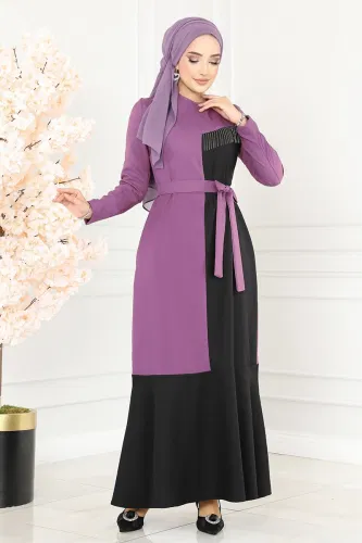 moda selvim Dress ASM2692 Lilac - Thumbnail