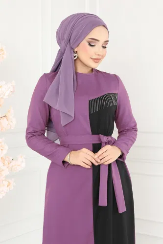 moda selvim Dress ASM2692 Lilac - Thumbnail