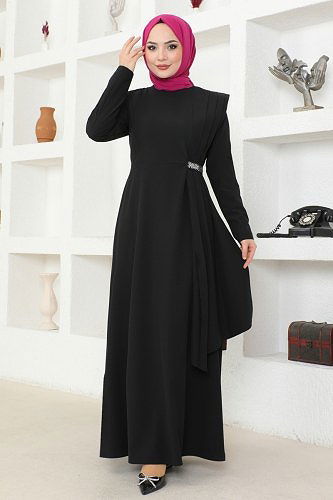 moda selvim Dress ASM2693 Black - Thumbnail