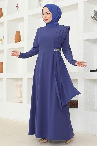 moda selvim Dress ASM2693 Indigo - Thumbnail