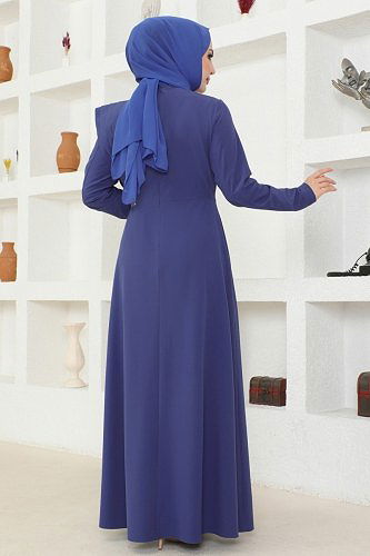 moda selvim ASM2693 ياقوتي فستان - Thumbnail