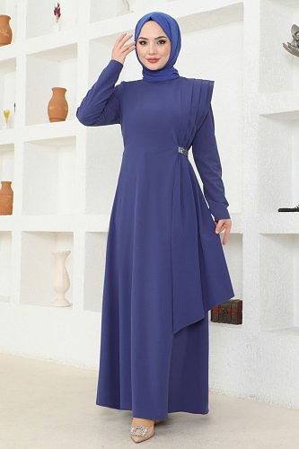 moda selvim ASM2693 ياقوتي فستان - Thumbnail