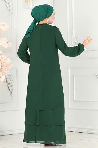 moda selvim ASM2698 الزيتي فستان - Thumbnail