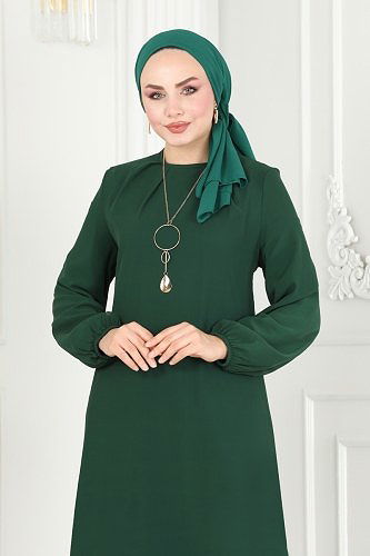 moda selvim ASM2698 الزيتي فستان - Thumbnail