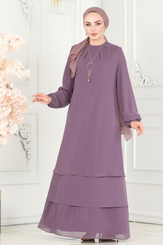 moda selvim Dress ASM2698 Lilac - Thumbnail