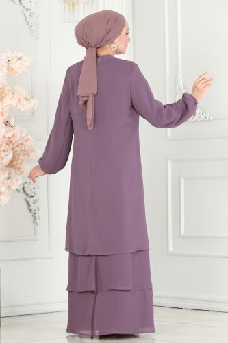 moda selvim Dress ASM2698 Lilac - Thumbnail