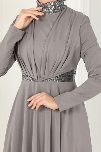 moda selvim Dress ASM2705 Gray - Thumbnail