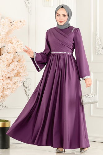 moda selvim Dress ASM2706 Lilac - Thumbnail