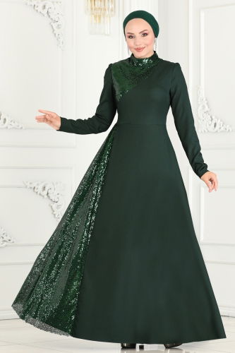 moda selvim Dress ASM2719 Emerald - Thumbnail