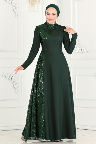 moda selvim Dress ASM2719 Emerald - Thumbnail