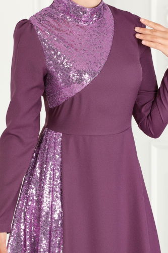 moda selvim Dress ASM2719 Lilac - Thumbnail