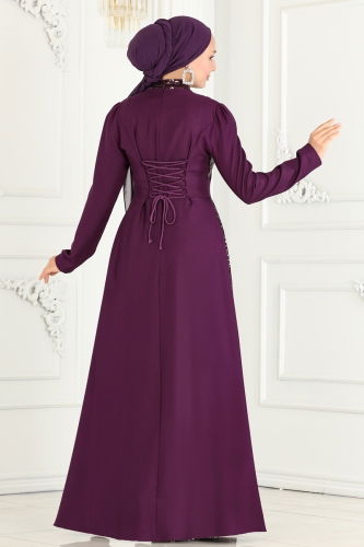 moda selvim Dress ASM2719 Purple - Thumbnail