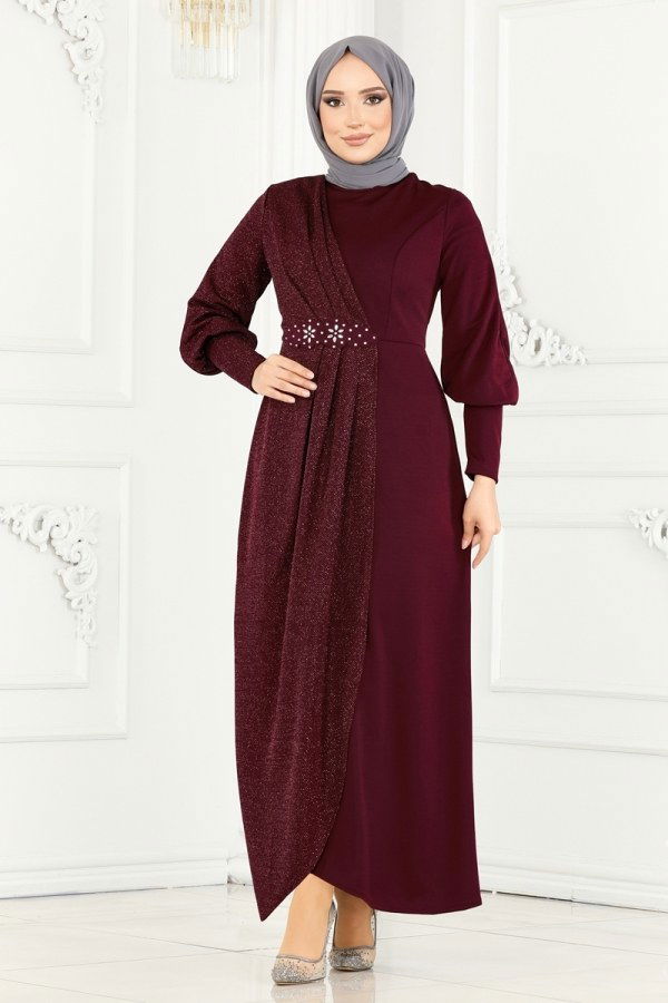 Dress ASM2721 Burgundy - 2