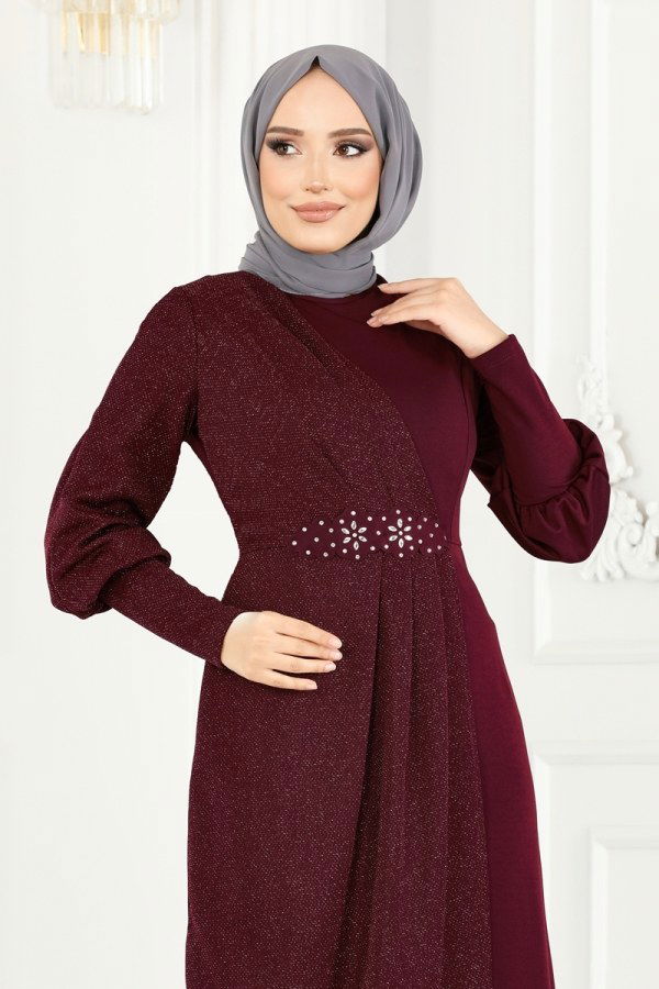 Dress ASM2721 Burgundy - 3