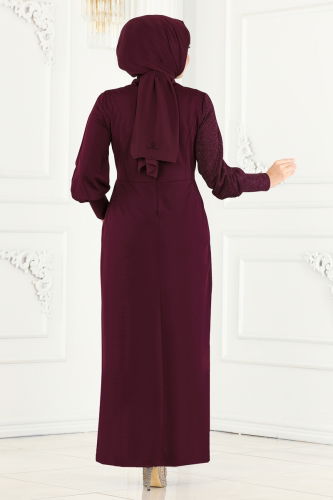 moda selvim Dress ASM2721 Damson - Thumbnail