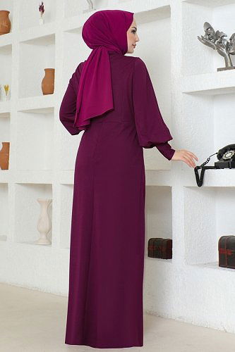 moda selvim Dress ASM2723 Damson - Thumbnail