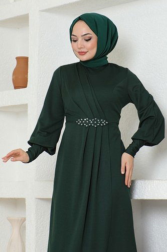 moda selvim Dress ASM2723 Emerald - Thumbnail